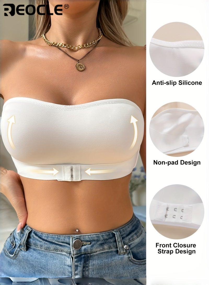 REOCLE Women's Front Closure Strapless Bustier with Anti-Slip Design and Back Support Womens Seamless Top with Comfort Fit for Formal Evening Wear - Image 2