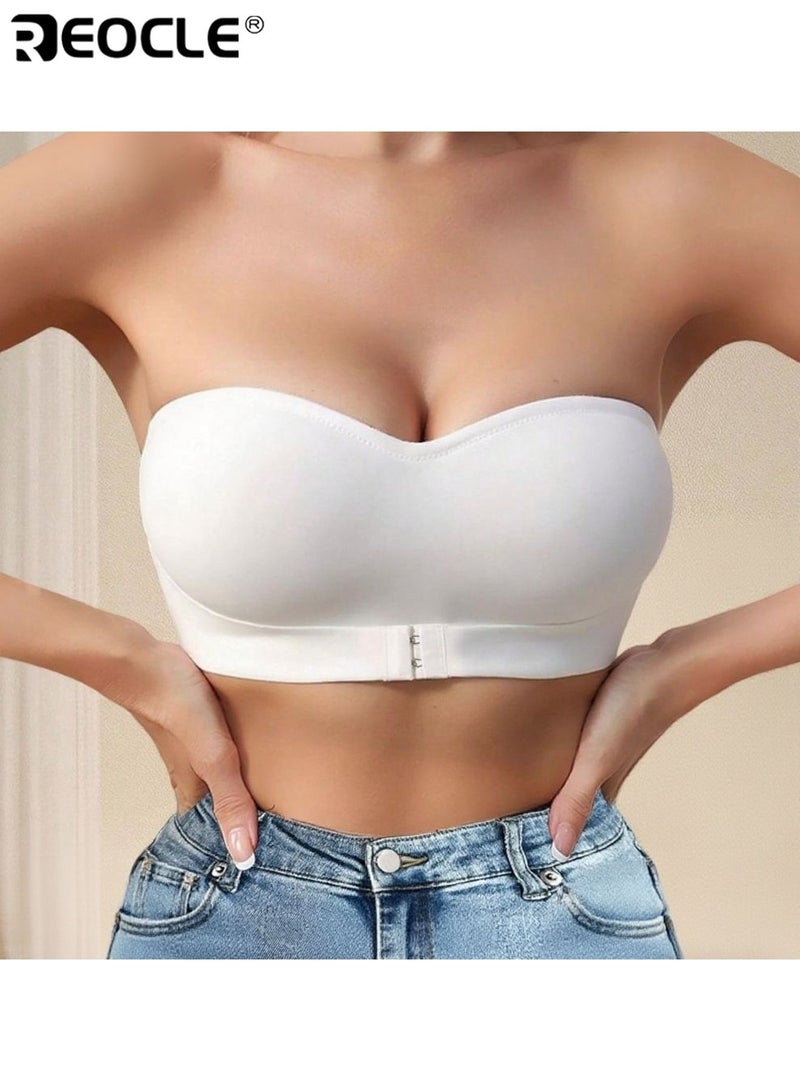 REOCLE Women's Front Closure Strapless Bustier with Anti-Slip Design and Back Support Womens Seamless Top with Comfort Fit for Formal Evening Wear - Image 3