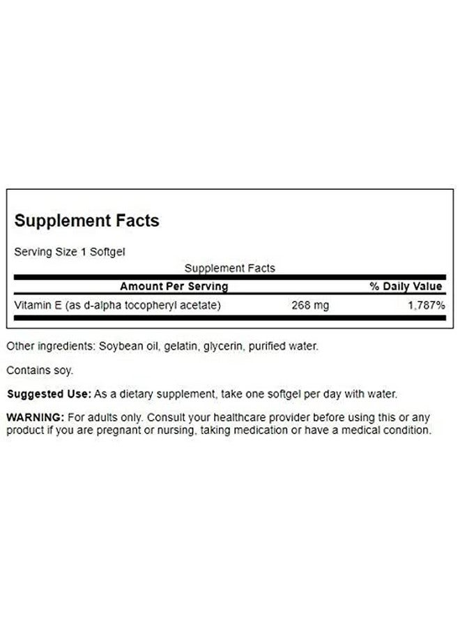 SWANSON Natural Vitamin E 400 Iu Dietary Supplement For Daily Antioxidant Support Can Support Immune System Essential Nutrient And Vitamin Supplement (268 Mg 100 Softgels) - Image 3