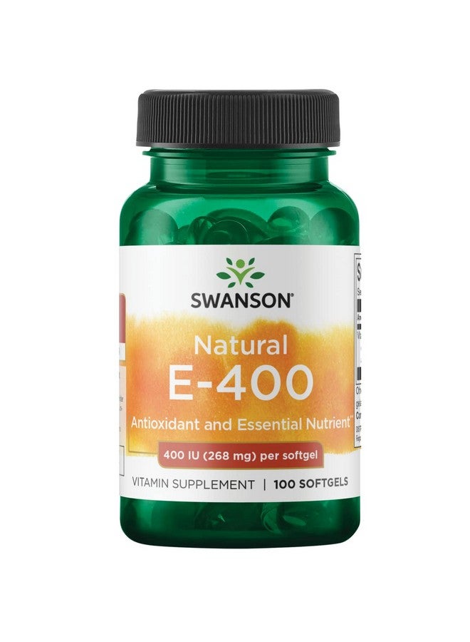 SWANSON Natural Vitamin E 400 Iu Dietary Supplement For Daily Antioxidant Support Can Support Immune System Essential Nutrient And Vitamin Supplement (268 Mg 100 Softgels) - Image 1