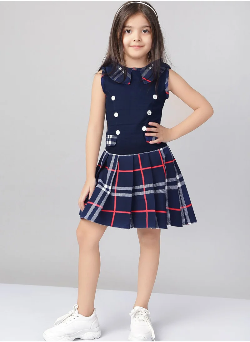 THE VANCA Kids Checked Drop Waist Dress
