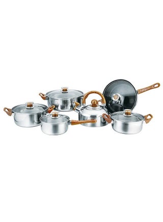 12-Piece Cooking Set, Stainless Steel Pots And Pans, Non-Stick  Cookware Set,  PFOA Free - Frying Pan, Casserole With Lid, Saucepan, Grill Pan - pzsku/Z05D8D926BA7E1BF2AC70Z/45/_/1693534731/1ff0f640-da7f-410e-bfc1-2fceec7d14d2