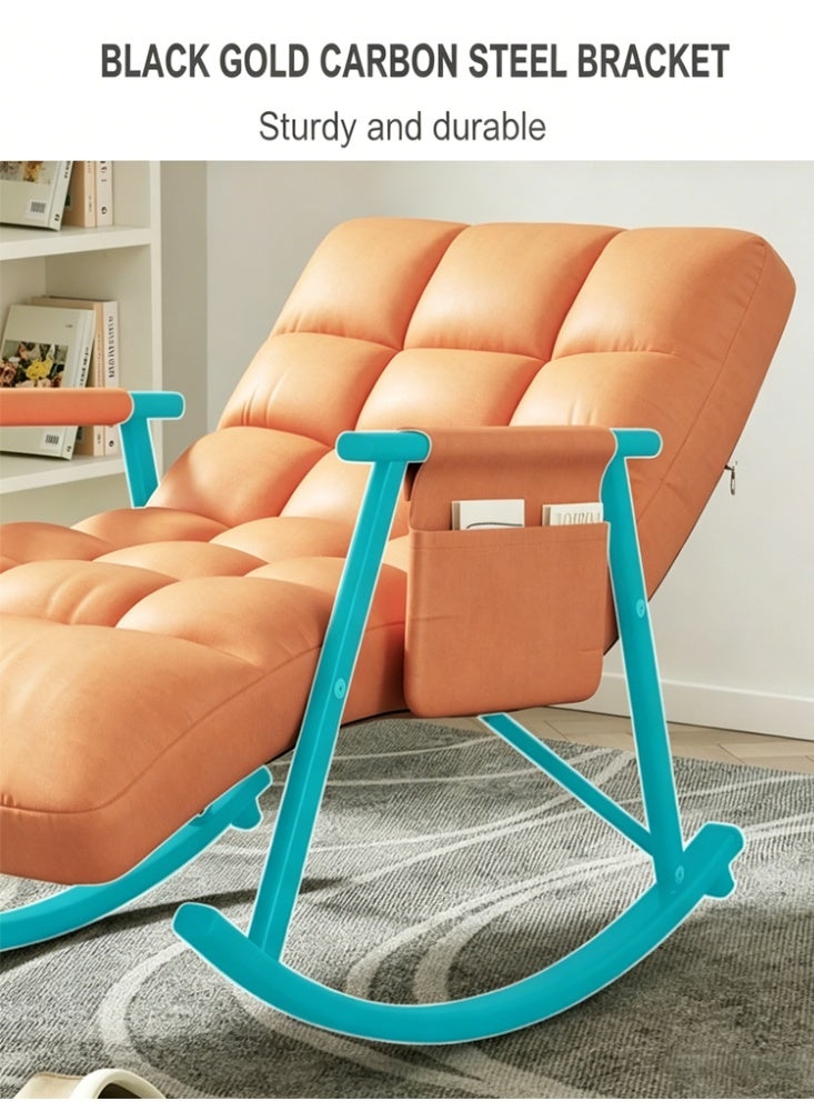 Halamine Upholstered High Back Adjustable Rocking Chair ,Lounge Chair with Padded Rocking Chair with Armrests Storage Bag, Modern Lounger Sofa Can Lie or Sleep,Lazy Chair for Bedroom Dorm Garden Patio Porch - Image 5