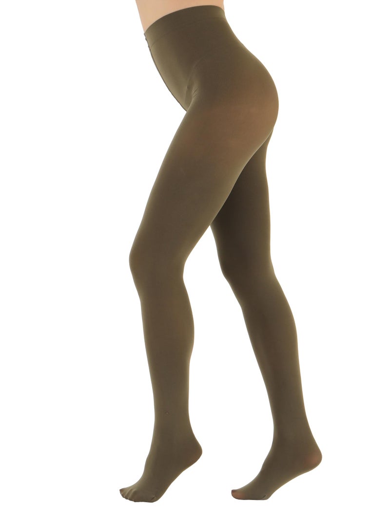 EVERSWE Women's 80 Den Soft Opaque Tights, Women's Tights (Large-X-Large, Olive Green) - Image 4