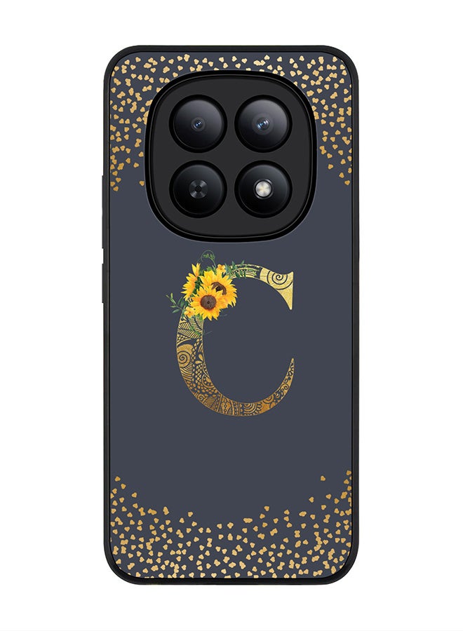 For Xiaomi Redmi Note 15 5G / Poco M8 Case,Slim fit Camera Protection, Shockproof Thin Phone cover  - Custom Floral Monogram - C  (Grey )