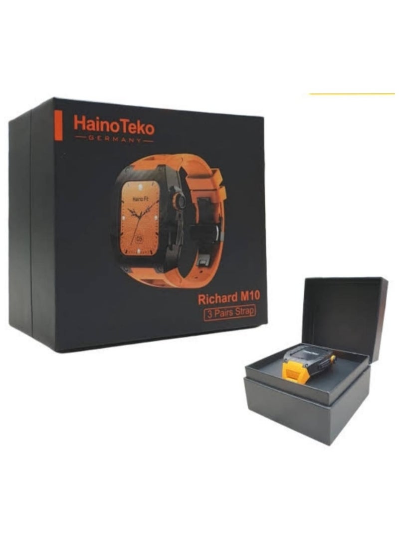 Haino Teko Richard M10 Smart Watch With Wireless Charging and Three Stylish Straps Waterproof Bluetooth Call Richard M10 smartwatch wireless charging smartwatch Bluetooth calling watch long battery life smartwatch Haino Teko smartwatch waterproof smartwatch sports - Image 3