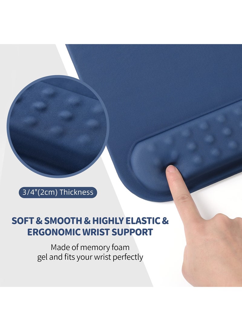 SYOSI Superfine Fiber Soft Memory Foam Ergonomic Mouse Pad with Wrist Rest Support, Comfortable Large Mousepad with Non-Slip Base for Computer, Gaming, Office, Etc (Navy Blue) - Image 4