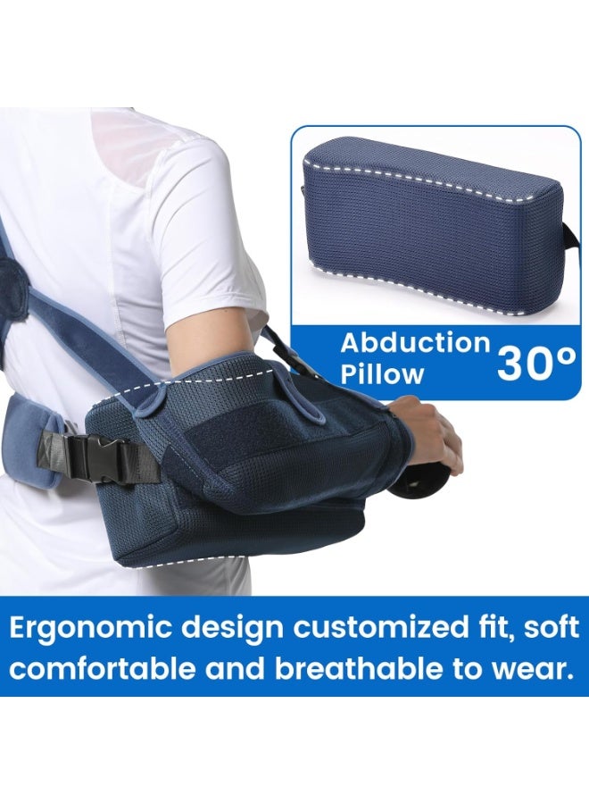 جبيرة تثبيت الكتف مع وسادتين قابلتين للإزالة - دعامة تثبيت الكتف للنوم بعد جراحة الكفة المدورة - حمالة طبية للكتف للرجال والنساء مناسبة للذراع اليمنى واليسرى - Image 4