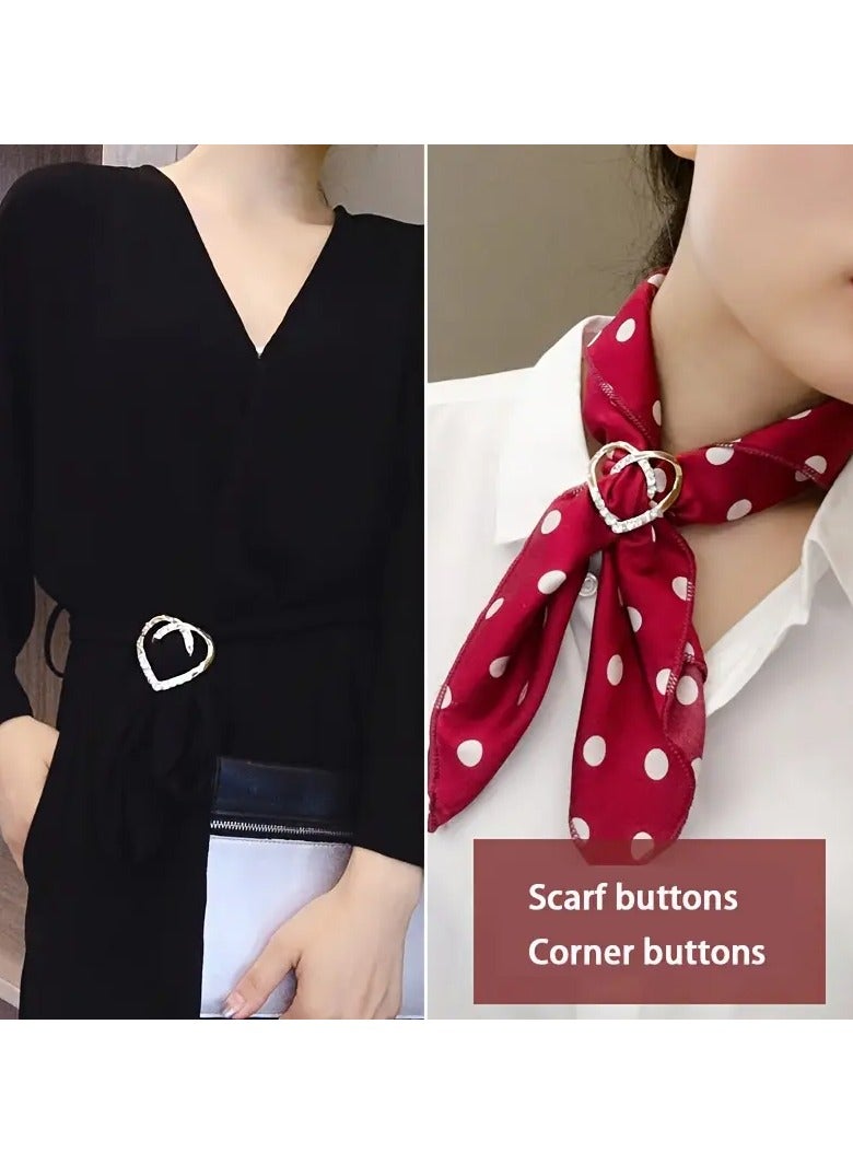 Goolsky 2pcs Knotted Heart Clothes Clip Brooch Rhinestone Inlaid Hollow Scarf Clips Sweater Shawl Cape Pins For Women Dresses Decoration Accessories - Image 5