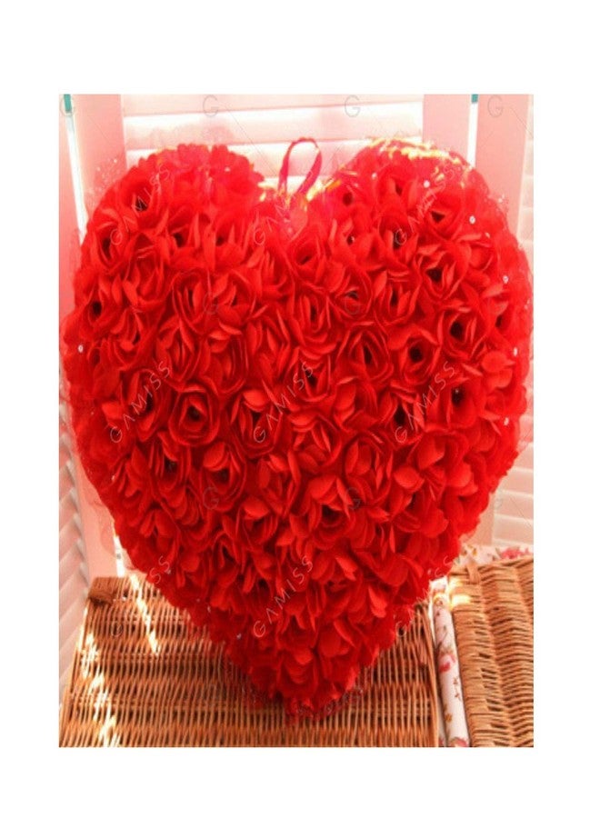 Tickles 3D Rose Heart Shaped Cushion Soft Stuffed Plush Toy Gifts for Boys & Girls Wedding Anniversary Birthday Valentine's Day (Size: 25 cm Color: Red) - Image 2