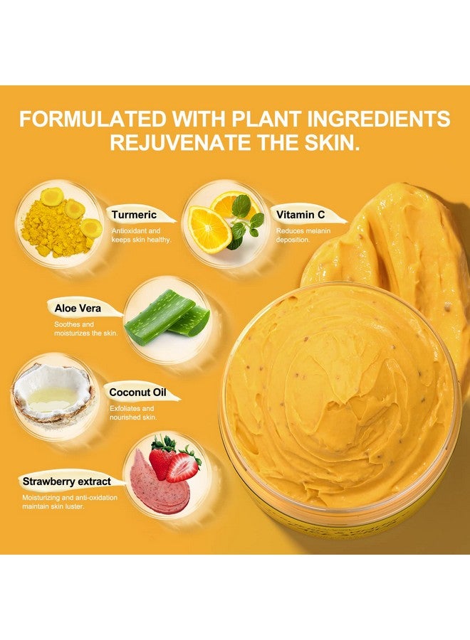 POP MODERN.C Vitamin C And Turmeric Face Scrub Cream Organics Microdermabrasion Facial Scrub Exfoliating Clears Blackheads Improve Dark Spot Acne With Strawberry Extract Exfoliator - Image 3