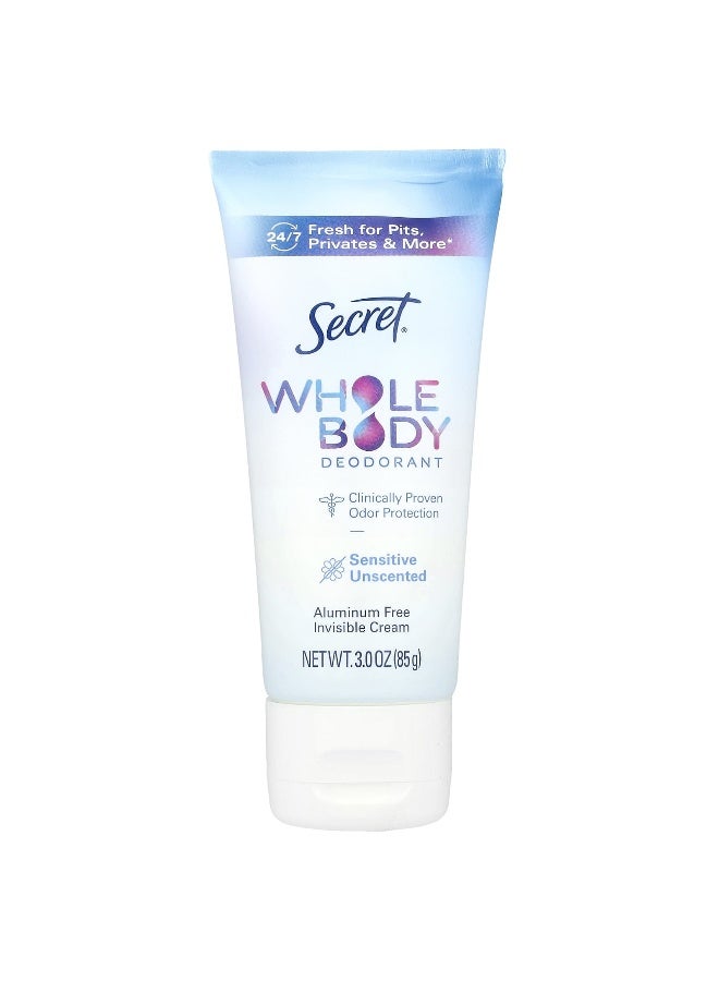 Secret Secret, Whole Body Deodorant, Aluminum Free, Invisible Cream, Unscented, 3 oz (85 g) - Image 1
