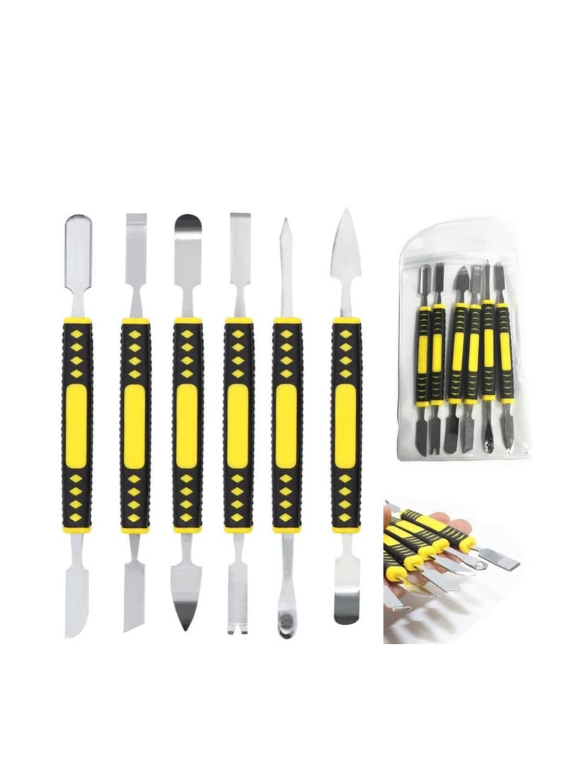 Metal Crowbar, Utility Pry Bar Set, 6 Piece Small Metal Spudger Pry Opening Repair Tools Kit, Professional Opening Pry Tool for Mobile Phone Metal Crowbar Pry - Image 1