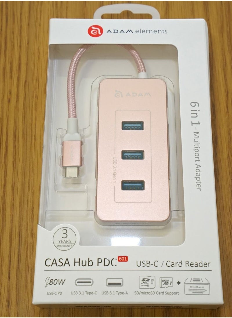 ADAM ELEMENTS Adam Elements CASA Hub PDC601 USB3.1 Type-C 6-in-1 Card Reader with 80W Power Delivery  - Image 3
