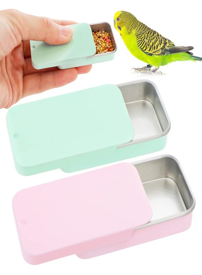 DQITJ 2 Pack Bird Training Food Jar Parrot Handheld Feeder Bird Interactive Educational Toy Feeder Cup (Pink and Green) - Image 1