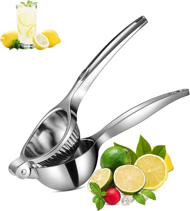 MARKQ Stainless Steel Lemon Squeezer Manual – 5 cm Handheld Citrus & Lime Press Juicer | Heavy-Duty Metal Lemon Juicer with Rust-Resistant Zinc Alloy Build, Easy-Grip Handles, Dishwasher Safe Silver - Image 1