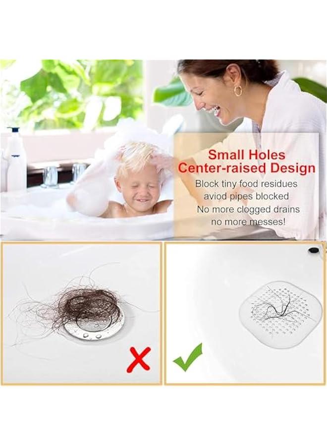 HOOKOR 4 Pack Hair Catcher,Square Hair Drain Cover for Shower Silicone Hair Stopper with Suction Cup,Easy to Install Suit for Bathroom,Bathtub,Kitchen (Gray) - Image 2