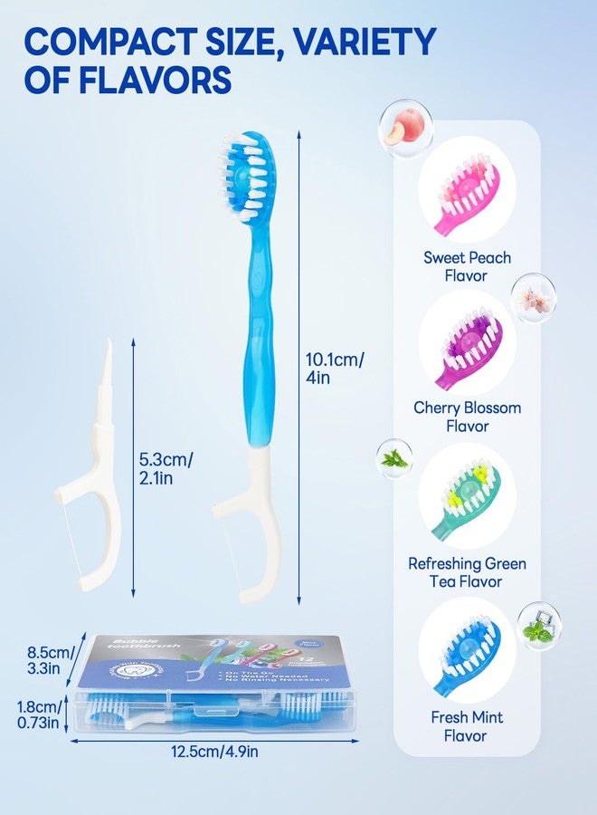 Cfyosnk 48 Pack Mini Disposable Toothbrushes, 5-in-1 Prepasted Travel Toothbrush with Toothpaste Beads, Floss, Tongue Scraper & Pick, 4 Flavors for Portable Oral Care during Travel, Camping, Office & Home - Image 2
