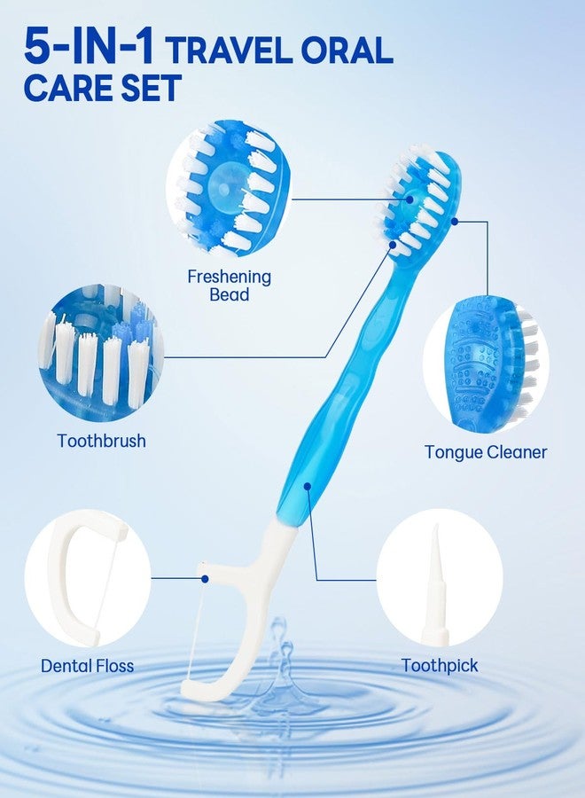 Cfyosnk 48 Pack Mini Disposable Toothbrushes, 5-in-1 Prepasted Travel Toothbrush with Toothpaste Beads, Floss, Tongue Scraper & Pick, 4 Flavors for Portable Oral Care during Travel, Camping, Office & Home - Image 3