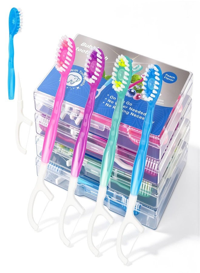 Cfyosnk 48 Pack Mini Disposable Toothbrushes, 5-in-1 Prepasted Travel Toothbrush with Toothpaste Beads, Floss, Tongue Scraper & Pick, 4 Flavors for Portable Oral Care during Travel, Camping, Office & Home - Image 1