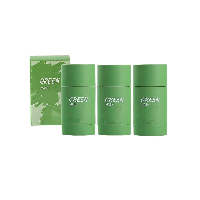 Bupposes Green Tea Face Mask Clay Stick Blackhead Remover with Green Extract for Face Deep Cleanse Face Mask Skin Care Moisturizing Oil Control for All Skin Types of Men Women green 3PC