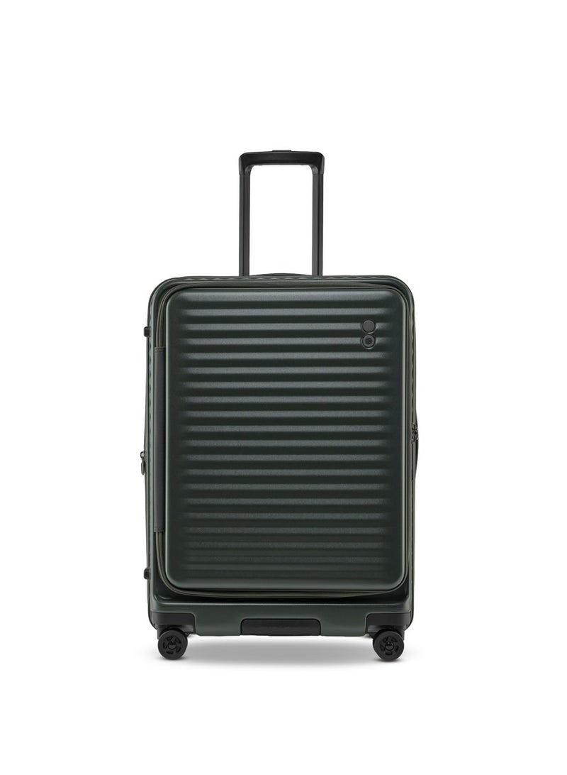 Echolac Celestra PC183FA-01 FS 24 Inch Expandable Hardside Trolley Luggage with TSA Lock, Front Opening Design, Hinomoto 4 Double-Wheeled System & Premium PC Shell - Deep Olive - Image 1