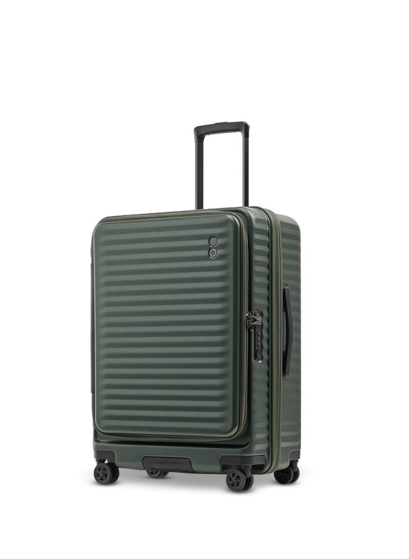Echolac Celestra PC183FA-01 FS 24 Inch Expandable Hardside Trolley Luggage with TSA Lock, Front Opening Design, Hinomoto 4 Double-Wheeled System & Premium PC Shell - Deep Olive - Image 2
