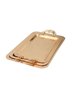 Alsaif Gallery A Rectangular Gilded Square-Patterned Steel Tofa Set 3 Piece  - Image 2