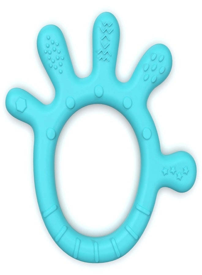 Cherilo Palm Shape Finger Teether for 3 to 12 Months Baby, Teething Toy Pacifier with Chewable, Raised & Textured Surface for Soothing Sore Gums, Easy Grip, BPA Free, Sea Blue Colour (Pack of 1) - Image 1