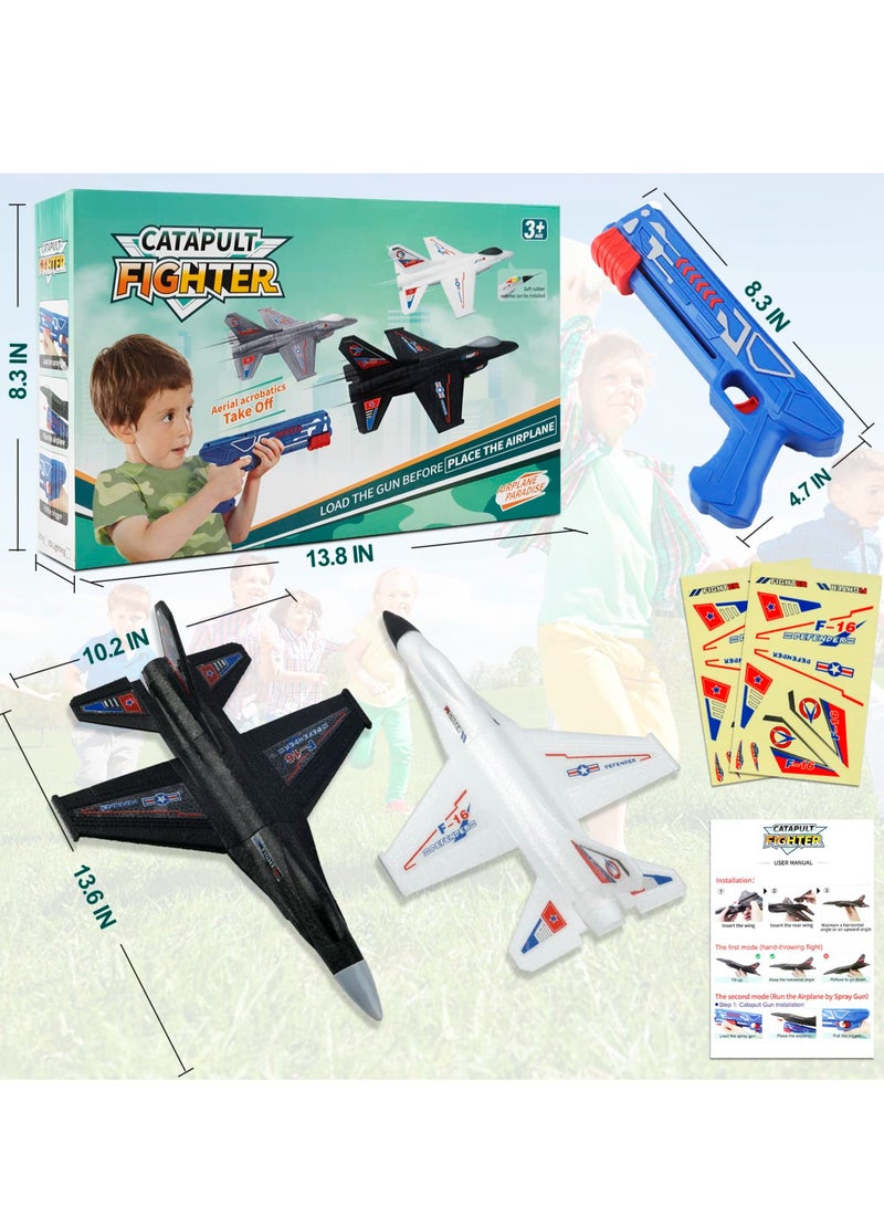 Excefore 2 Pack Airplane Launcher Toys, 2 Flight Modes LED Foam Glider Catapult Plane, Outdoor Flying Toy for Kids, Birthday Gifts for Boy Girl 4 5 6 7 8 9 10 11 12 Year Old, B-Day Party Supplies - Image 5