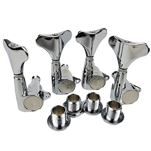 KAYNES Guitar Bass Tuners - 1:18 Ratio Chrome Silver Headstock Sealed Machine Heads Tuners Closed Tuning Key Pegs Replacement for Electric Jazz Bass or Precision (4 for Right, Chrome) - Image 2