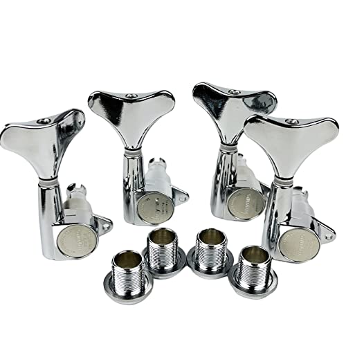 KAYNES Guitar Bass Tuners - 1:18 Ratio Chrome Silver Headstock Sealed Machine Heads Tuners Closed Tuning Key Pegs Replacement for Electric Jazz Bass or Precision (4 for Right, Chrome) - Image 1