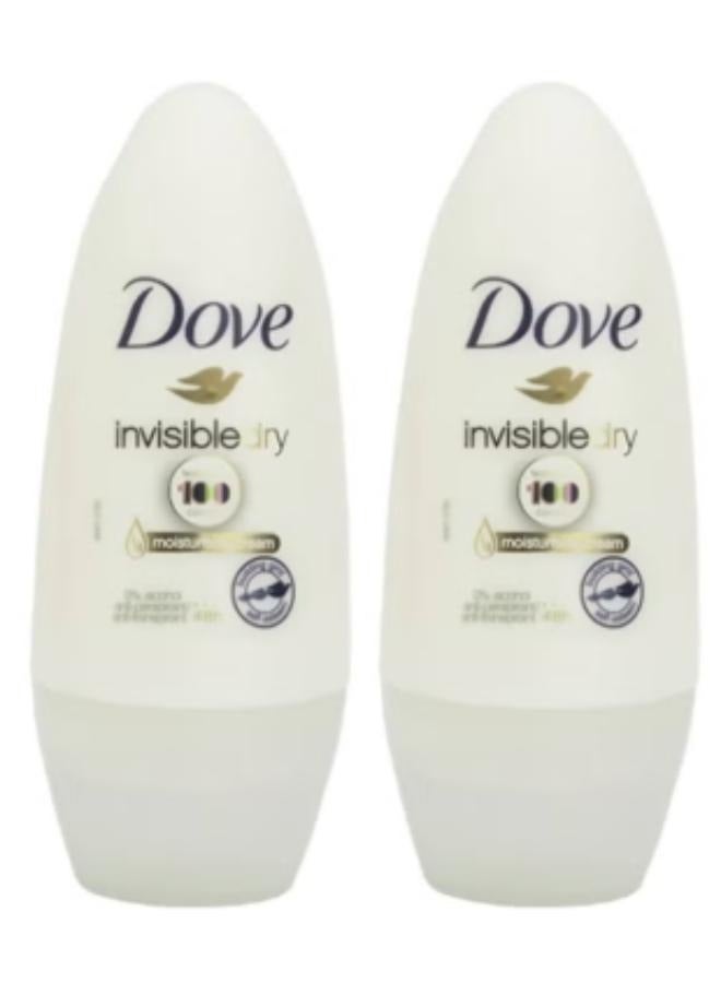 دوف قطعتين دوف مزيل عرق رول اون دراي مضاد للتعرق من انفيزيبل دراي، 50 مل - Image 1