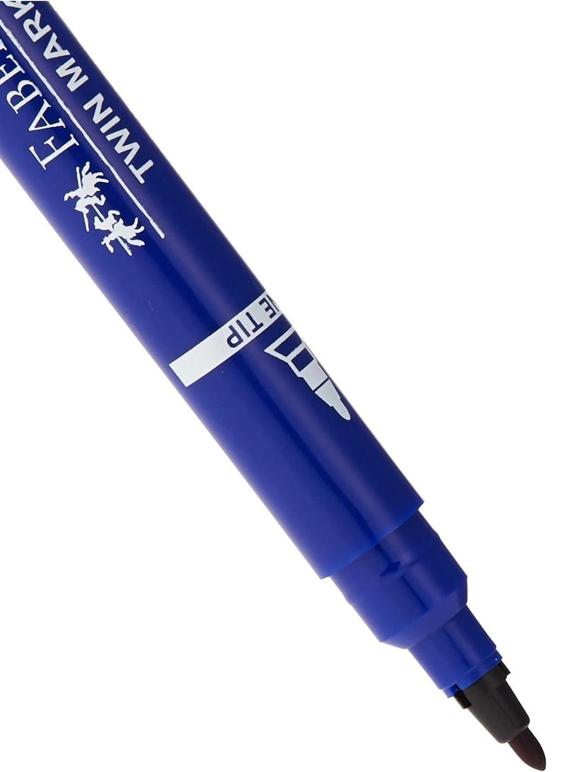 FABER-CASTELL 12-Piece Twin Tip Permanent Marker Blue Ink  - Image 3