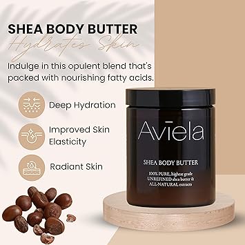 Aviela Ultimate Shea Body Butter Deep Hydration Quick Absorption 100 Pure Unrefined African Shea Butter Vegan Ethical and Kind to the Planet 180ml - Image 2