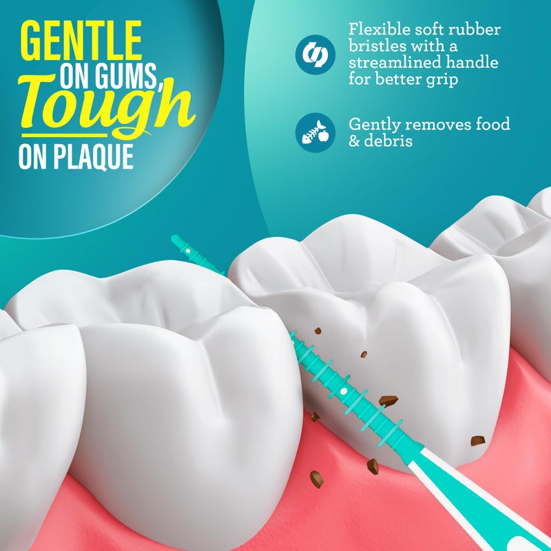 GuruNanda Interdental Picks (Pack of 100), Super Soft & Flexible Rubber Bristles, Dental Floss Picks to Remove Food Debris, Plaque & Go Gentle on Gums - Image 2