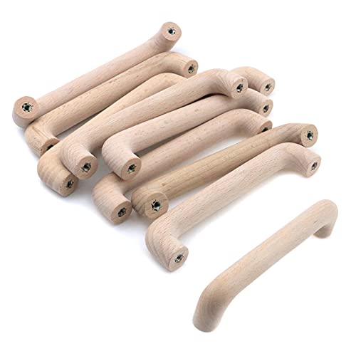 Risbay Wooden Drawer Pulls Beech Wood Handles Pulls Unfinished Kitchen Cupboard Cabinet Pull for Furniture Dresser Wardrobes Closet, 10Pcs - Image 1