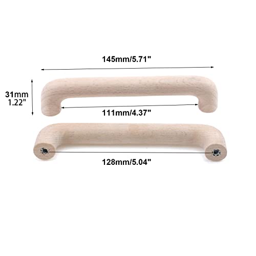 Risbay Wooden Drawer Pulls Beech Wood Handles Pulls Unfinished Kitchen Cupboard Cabinet Pull for Furniture Dresser Wardrobes Closet, 10Pcs - Image 2
