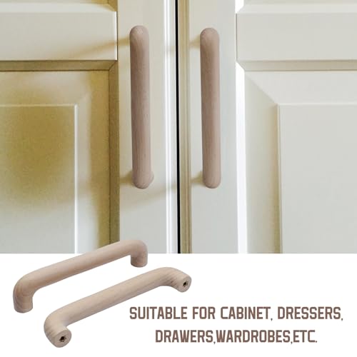 Risbay Wooden Drawer Pulls Beech Wood Handles Pulls Unfinished Kitchen Cupboard Cabinet Pull for Furniture Dresser Wardrobes Closet, 10Pcs - Image 5