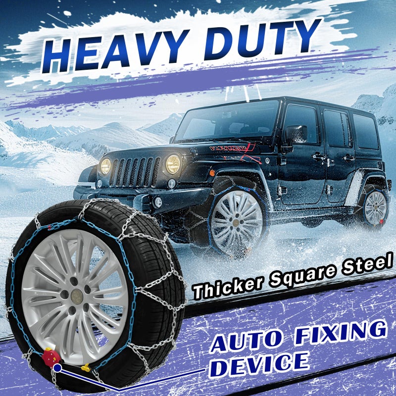 AutoChoice AutoFixing Snow Chains Tire Chains For Light Truck SUV Pickup Trucks, Easy installation, Contains Titanium for Wear Resistance, Set of 2(HRV270,Auto-Trac) - Image 2
