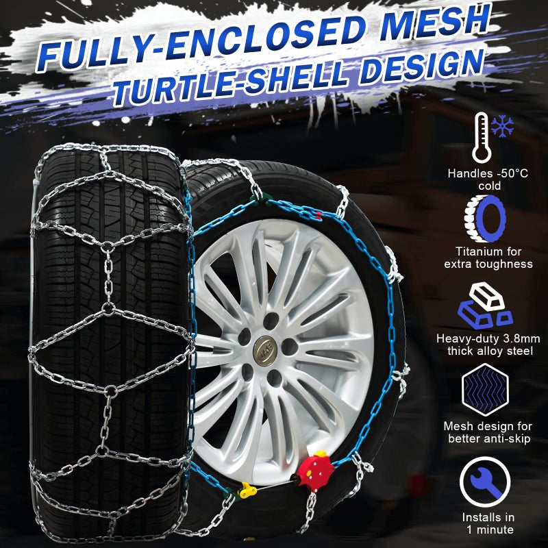 AutoChoice AutoFixing Snow Chains Tire Chains For Light Truck SUV Pickup Trucks, Easy installation, Contains Titanium for Wear Resistance, Set of 2(HRV270,Auto-Trac) - Image 3