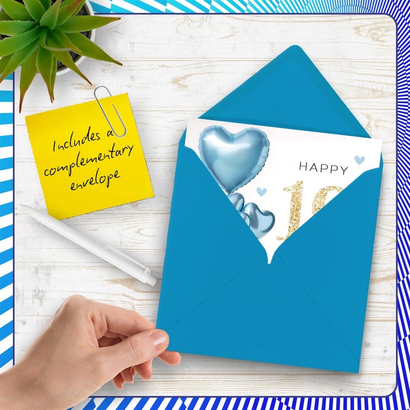 Stuff4 بطاقات عيد الميلاد التاسع عشر للرجال من Stuff4 - بالونات براقة زرقاء - بطاقة عيد ميلاد سعيد لرجل يبلغ من العمر 19 عامًا أخ ابن صديق حفيد، بطاقات تهنئة بعيد الميلاد مقاس 5.7 بوصة - Image 5