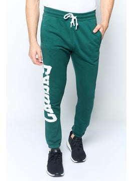 Men Regular Fit Brand Logo Sweatpants, Green
