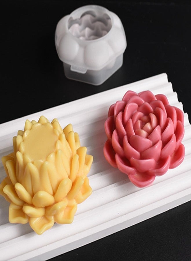 NINEXY 3D Flower Silicone Candle Molds Lotus/Rose/Iris/Camellia Flower Soap Plaster Resin Casting Mold Fondant Chocolate Cake Baking Tools (Lotus A) - Image 4