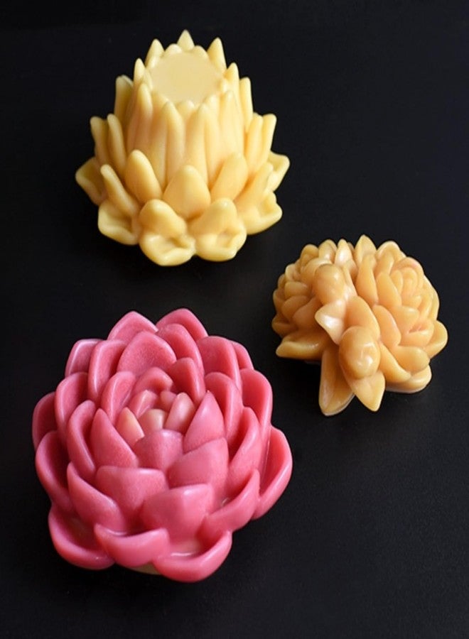 NINEXY 3D Flower Silicone Candle Molds Lotus/Rose/Iris/Camellia Flower Soap Plaster Resin Casting Mold Fondant Chocolate Cake Baking Tools (Lotus A) - Image 5
