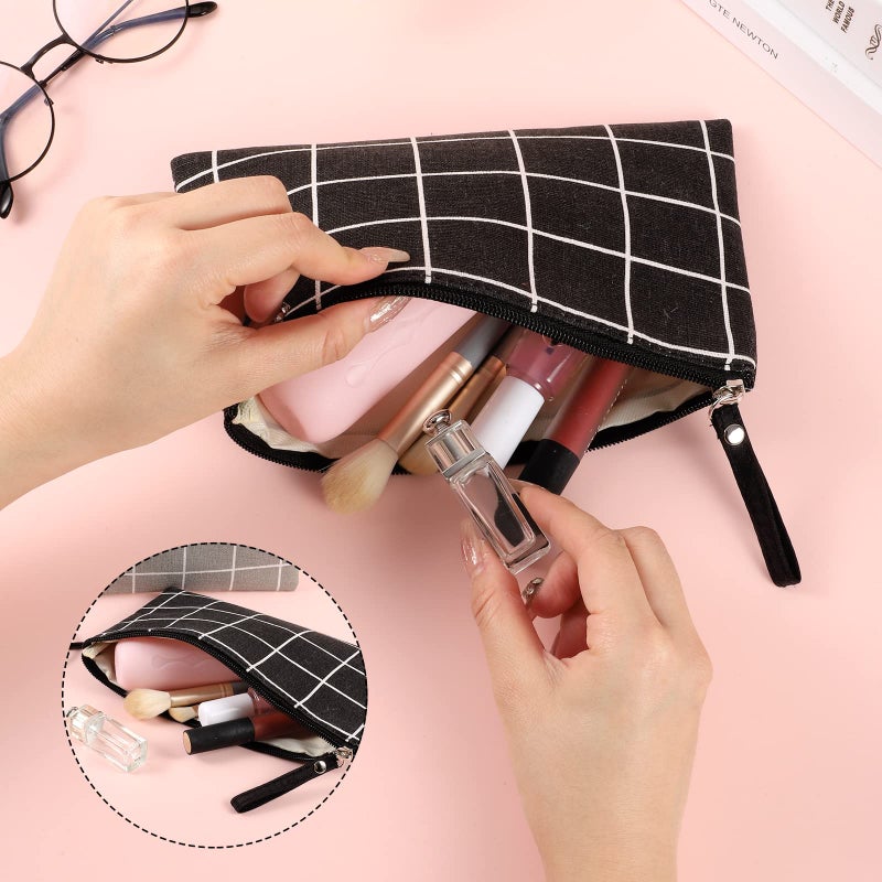 SUMAJU 2 Pcs Small Cosmetic Bag, Multi-Function Canvas Cosmetic Pouch Small Zipper Pouch Makeup Bag Purse Pouches Cute Makeup Pouch Christmas Gifts Stocking Stuffers for Women - Image 5