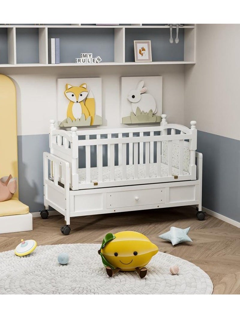 إفريثينج فور كيدز سرير أطفال خشبي لحديثي الولادة أرجوحة وخزانة ملابس مقاس 95x45 سم لون أبيض - Image 3