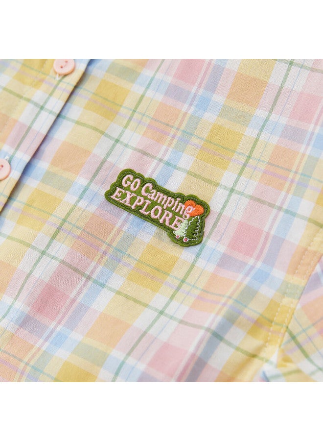 Deesha Girls' Plaid Shirt Top For Autumn , Trendy Yellow Plaid Design, Size 130 - Image 3