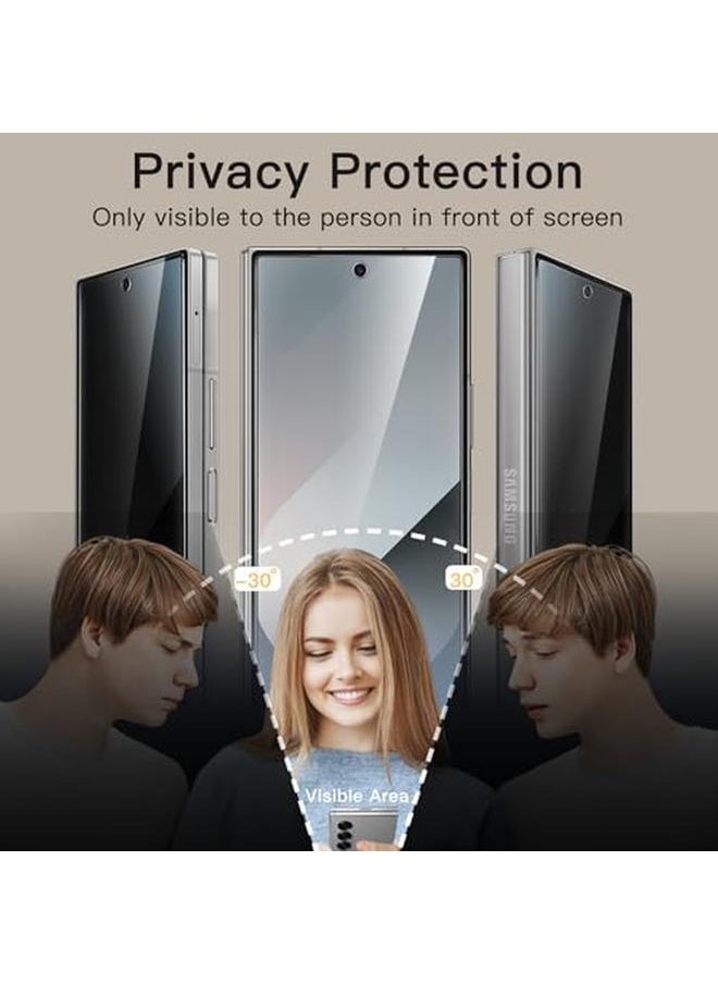 Jetech Front Privacy Screen Protector For Samsung Galaxy Z Fold 6 Anti Spy Tempered Glass Film With Easy Installation Tool Case Friendly 2 Pack  - Image 3
