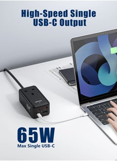 Lencent 65w Usb C Charger Plug Gan 4-port Fast Wall Charger With 1 Ac+4 Usb Ports Pd Desktop Charger Compatible With Laptop Macbook Ipad Pro Iphone and More Black  - Image 3